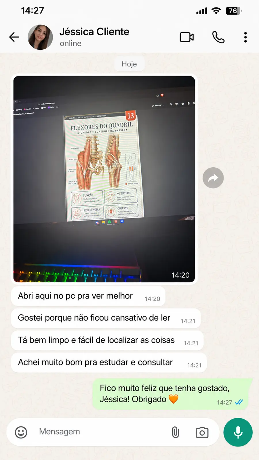 Exemplo de página do Guia Prático de Massoterapia Esportiva