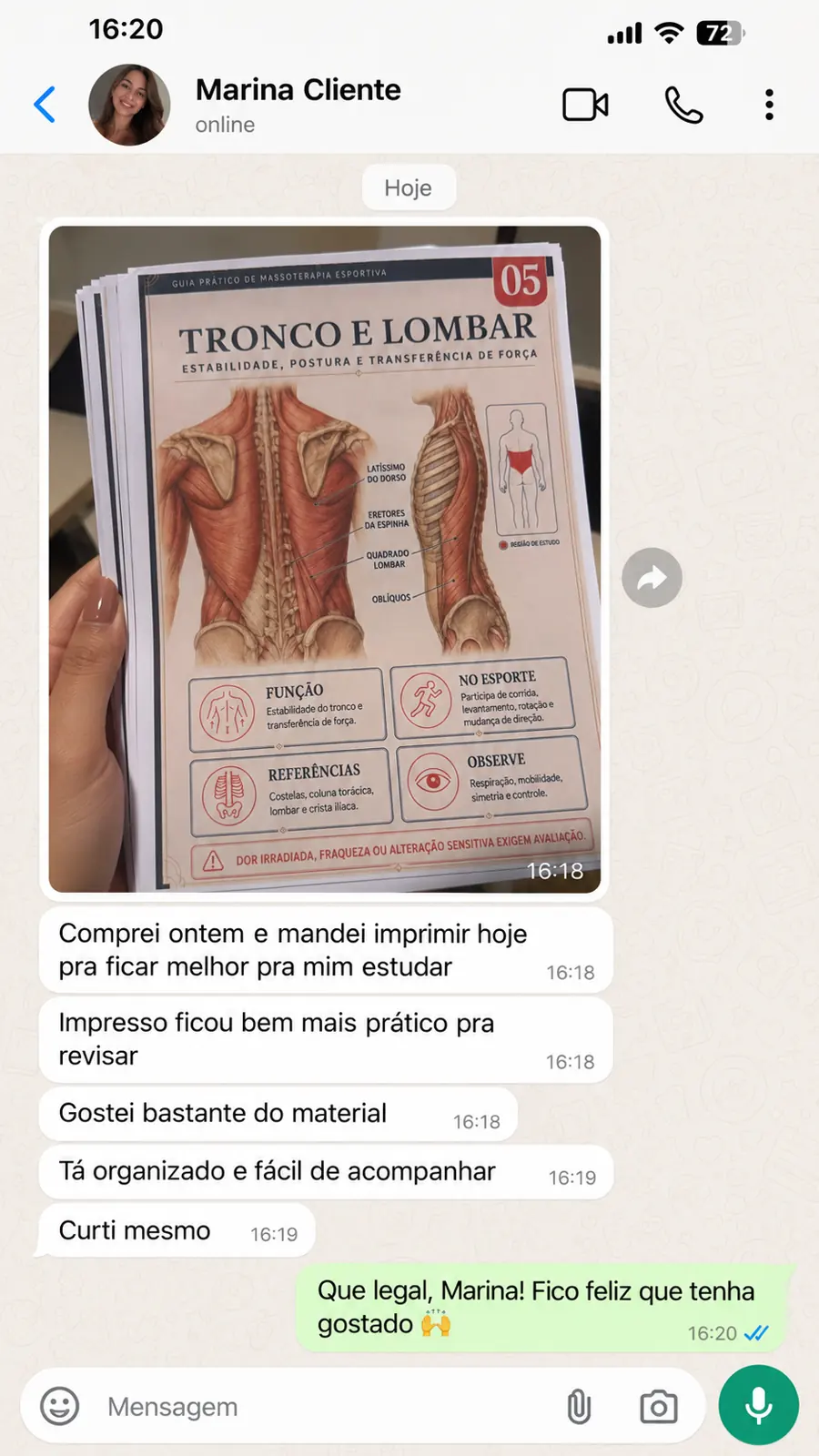 Exemplo de página do Guia Prático de Massoterapia Esportiva